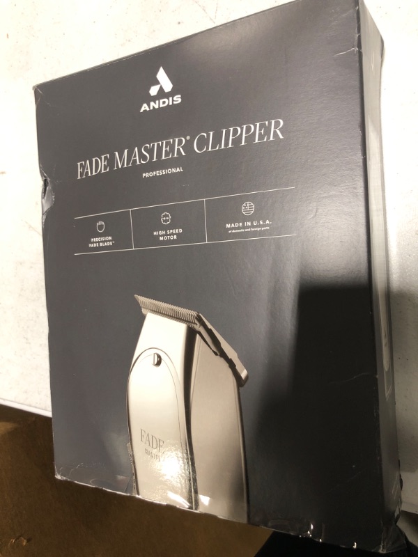 Photo 2 of Andis 01820 Professional Fade Master Hair Clipper, Adjustable Carbon Steel Fade Blade Clipper - Zero Gap, Unbreakable Aluminium Housing, Chrome, Silver New Fade Master