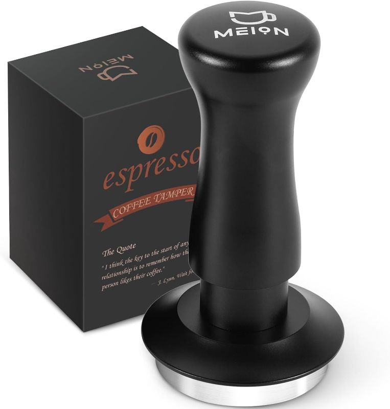 Photo 1 of Espresso Tamper 53.3mm Coffee Tamper, Calibrated Dual Spring Loaded Barista Tamper with Stainless Steel Base, Comes with aluminum storage pad (53.3MM, Black)