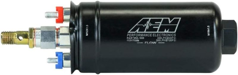 Photo 1 of AEM ELECTRON 501009 400Lph Inline High Flow Fuel Pump.