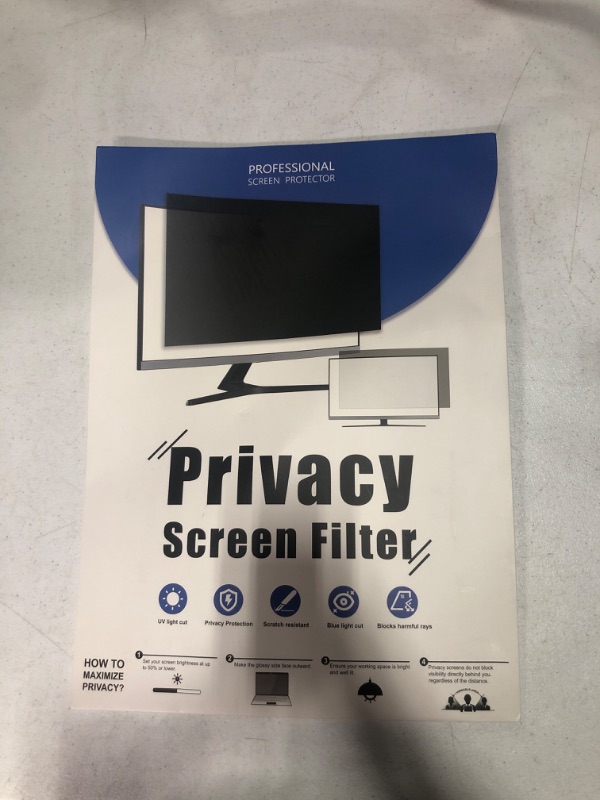 Photo 2 of [2-Pack] 20 Inch Computer Privacy Screen Filter for 16:9 Widescreen Monitor, Removable Eye Protection Anti Glare Blue Light Filter Privacy Shield, Anti Scratch Anti Spy Screen Protector Film 20 In [2 PACK] 20'' Privacy Screen (16:9)