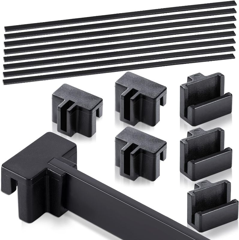 Photo 1 of 24 Pcs Hanging File Rail and Clip Set 16 Black Hanging File Clips 8 PVC File Cabinet Rails File Drawer Support Black Rail Clips for Home Office Storage to Keep Folders Neat and Organized(Plastic)