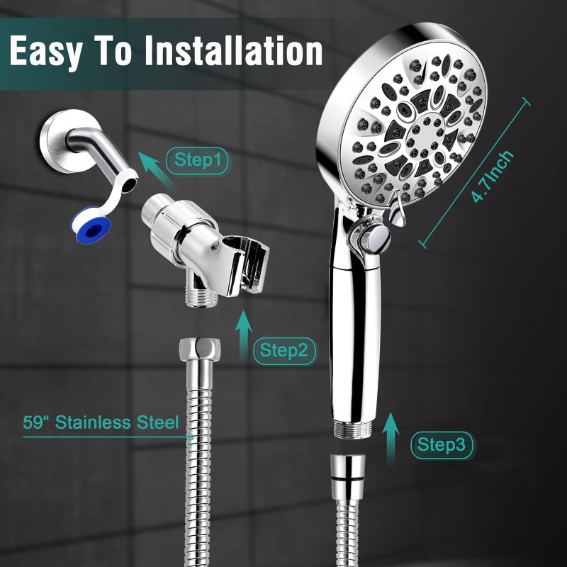 Photo 1 of 2.5GPM Handheld Shower Head with Filter:10 Spray Modes High Pressure Shower Head with ON/OFF Pause Switch, 15 Stage Shower Head Filter for Hard Water Remove Chlorine and Harmful Substances
