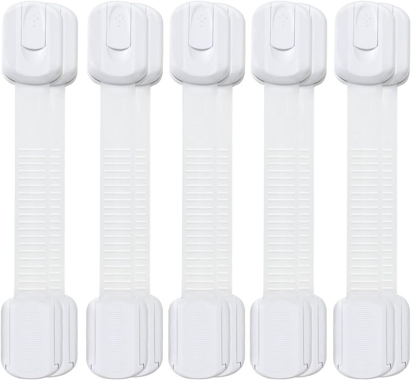 Photo 1 of Child Safety Strap Locks (10 Pack) Baby Proofing Cabinet Strap, Adjustable Straps with 3M Adhesive No Drilling, Baby Furniture Proofing, Versatile Safety Locks Are Easy to Install and Handle
