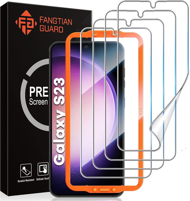 Photo 1 of [4-Pack] FANGTIAN for Samsung Galaxy S23 Screen Protector 6.1Inch [Not Glass] - Film for S23 Screen Protector [7H Hybrid][Fingerprint Compatible][Alignment Tool]
