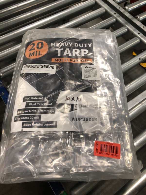 Photo 1 of 10×10ft, Clear Tarps with Grommets, 20Mil, Vinyl Tarp Heavy Duty Waterproof, Reinforced Tear Resistant Edges, Outdoor Greenhouse Tarp, Rainproof, Yard Covering 10'×10'