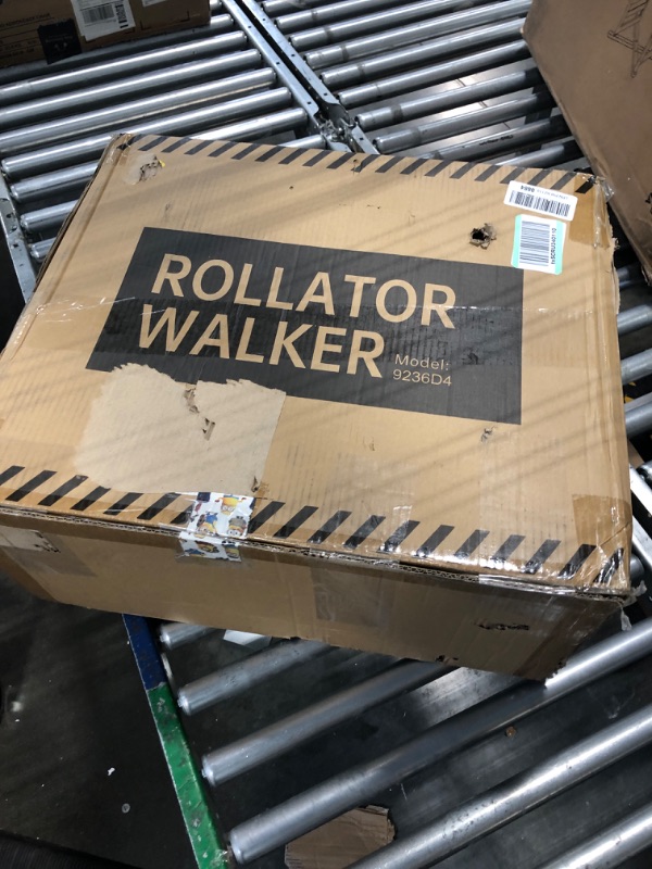 Photo 1 of ELENKER All-Terrain Rollator Walker with 10” Rubber Wheels, Padded Seat & Backrest, Under-seat Basket for Seniors, Purple