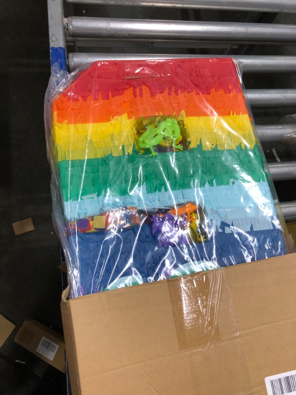 Photo 1 of 120 Pcs Rainbow Pinata Toy Set, Multicolor Kids Birthday Party Pinata with Blindfold Stick and Confetti Carnival Prize for Girls Boys 4th Anniversary Cinco De Mayo Fiesta Decor (Number 9)
