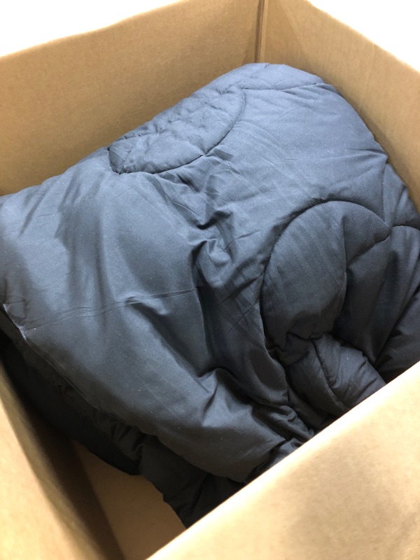 Photo 3 of  All-Season Black Down Alternative Quilted Comforter- Corner Duvet Tabs-Machine Washable-Duvet Insert or Stand-Alone Lightweight Comforter- Black Full