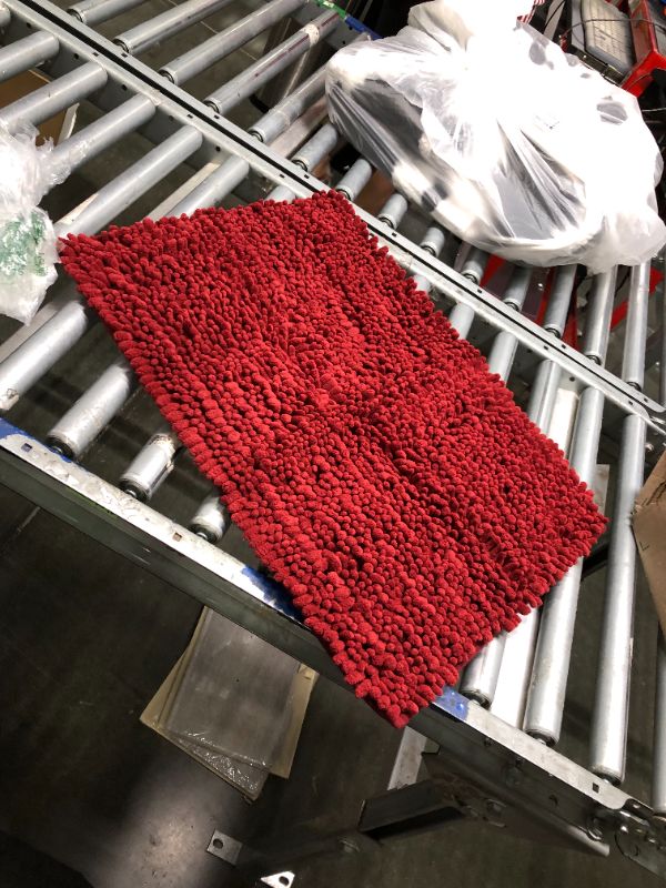 Photo 3 of **USED** Arotive Luxury Chenille Bathroom Rug Mat, Extra Soft Thick Absorbent Shaggy Bath Rugs, Non-Slip Machine Wash Dry Plush Bath Mat for Bathroom, Shower, and Tub (24"x16", Burgundy) 24" x 16" Burgundy