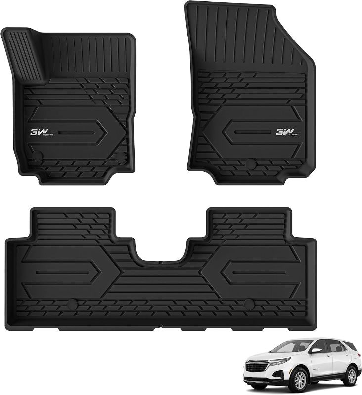 Photo 1 of 3W 2018-2024 Chevy Equinox Floor Mats/GMC Terrain Floor Mats, TPE All Weather Custom Fit for Chevrolet Equinox/GMC Terrain Denali Accessories 1st and 2nd Row Full Set Car mats, Black
