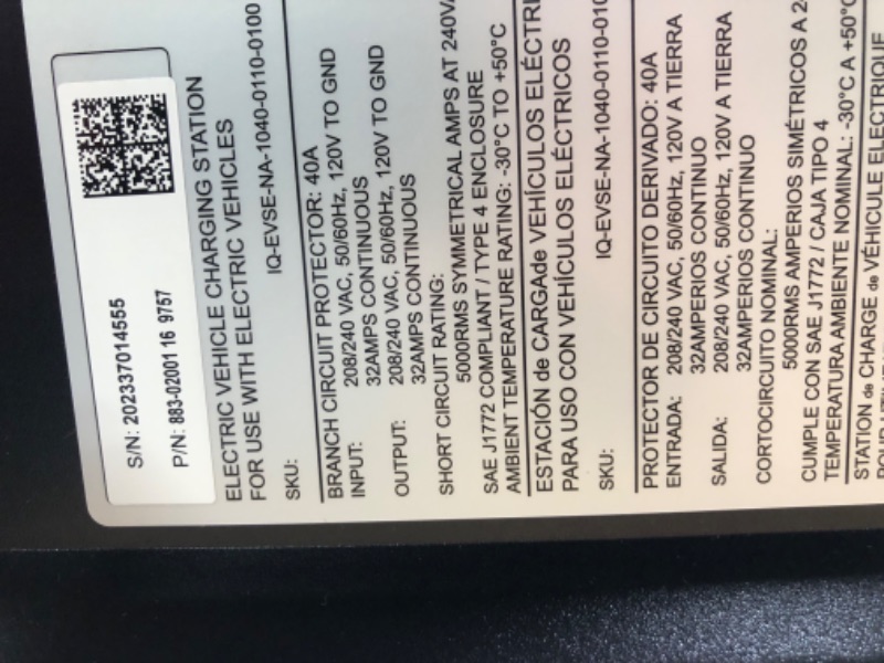 Photo 3 of 48 Amp EV Charger - Enphase IQ 60, Level 2 Smart Charging Station with Wi-Fi, Safety Certified, 240v, Hardwired, 25ft Rugged Cable & J1772 Connector Hardwired w/ Wi-Fi 48 Amp