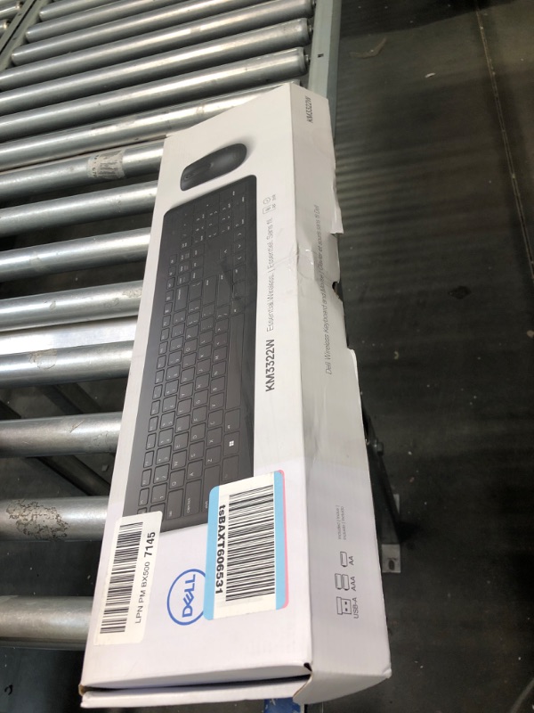 Photo 1 of Dell Wireless Keyboard and Mouse - KM3322W, Wireless - 2.4GHz, Optical LED Sensor, Mechanical Scroll, Anti-Fade Plunger Keys, 6 Multimedia Keys, Tilt Leg - Black