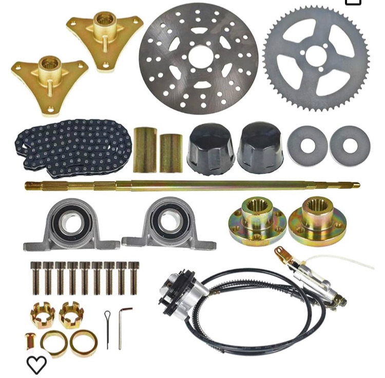 Photo 1 of ***FOR PARTS ONLY***

29" Go Kart Rear Axle Kit with Brake Assembly Chain Sprocket T8F 58T Replacement for DIY Go Kart ATV Quad Buggy Drift Trike 29 inch/740mm