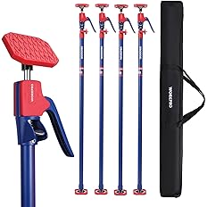 Photo 1 of 4PK Support Pole, Steel Telescopic Adjustable 3rd Hand Support System, Support Rod, Supports up to 154 lbs Construction Rods for Cabinet Jacks Cargo Bars Drywalls Extends from 49 Inch to 114 Inch