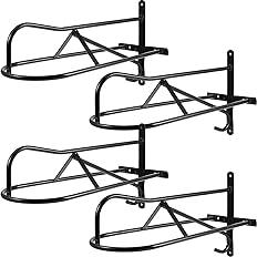 Photo 1 of 4 Sets Saddle Rack Wall Mounted Saddle Stand, 20.3 x 11.8 x 9 Inches Black Saddle Rack Stand for Western Saddles Horses, Installing Screws Included
