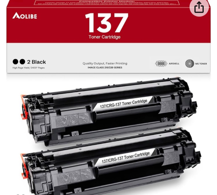 Photo 1 of 137 Compatible Toner Cartridge Replacement for Canon 137 Black Toner Cartridge, use for Canon ImageCLASS MF232w, MF242dw, MF212w, MF216n, MF217w, MF244dw, MF247dw, MF249dw, MF227dw, 2 Pack