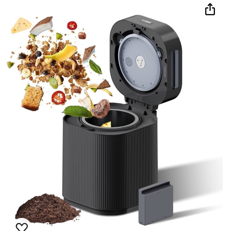 Photo 1 of 
2023 Upgraded Electric Composter for Kitchen, 2.5L Smart Countertop Composter Indoor Odorless with UV lamp and Replaceable Carbon Filter, Turn Food Waste and Scraps into Dry Compost Fertilizer (Black)