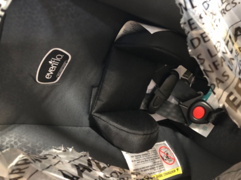 Photo 4 of Evenflo LiteMax DLX Infant Car Seat with FreeFlow Fabric, SafeZone and Load Leg Base DLX with Load Leg Sawyer Gray