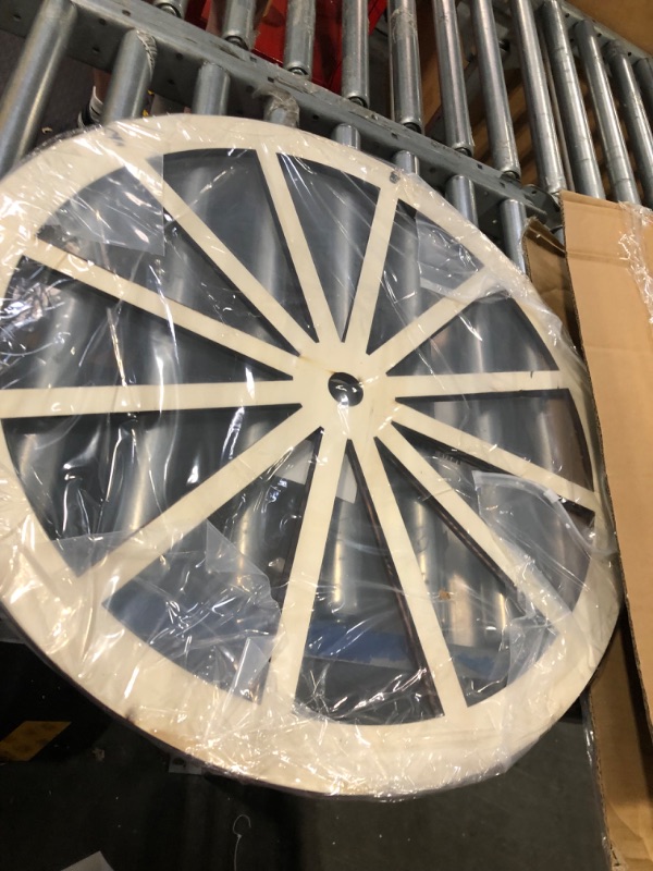 Photo 1 of 2 Pieces Wagon Wheel Decor Wooden Wagon Wheel Western Style Wall Hanging Old Wagon Wheels Vintage Rustic Wall Wood Cartwheel Decor Wood Decorative Garden Wagon Wheel for Bar Patio Garage (24 Inch)