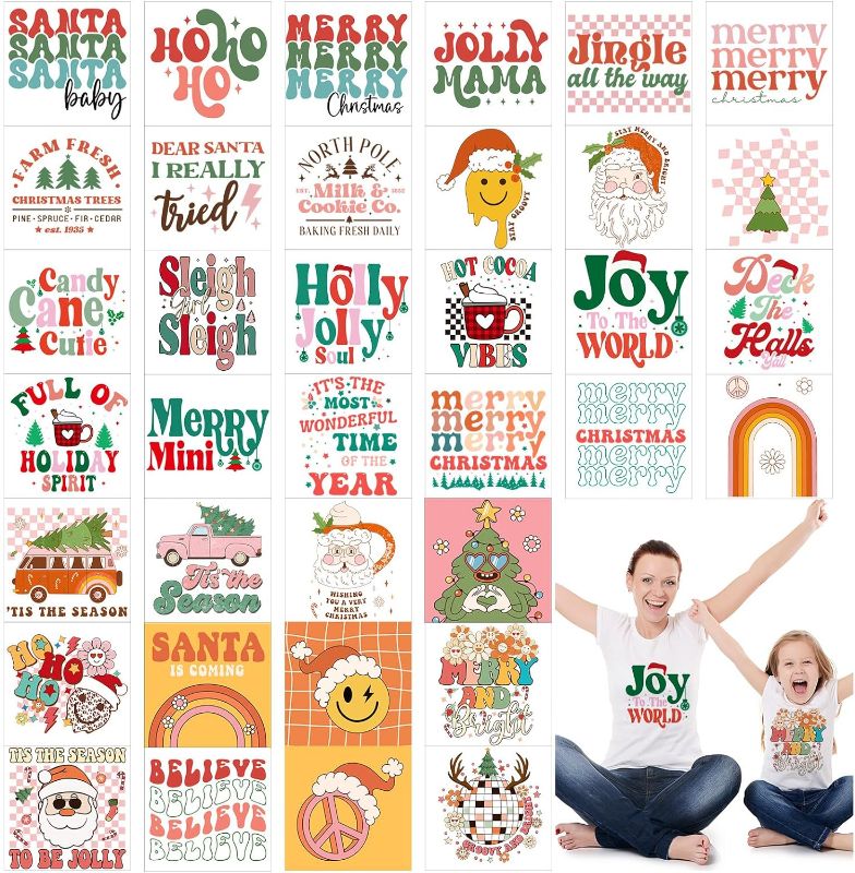 Photo 1 of 36 Pcs Boho Christmas Iron on Decals Snowflake Snow Christmas Tree Iron on Vinyl Heat Transfer Appliques Retro Christmas Santa Hat Patches for Shirt Clothing Bag DIY Supplies Favors
 
