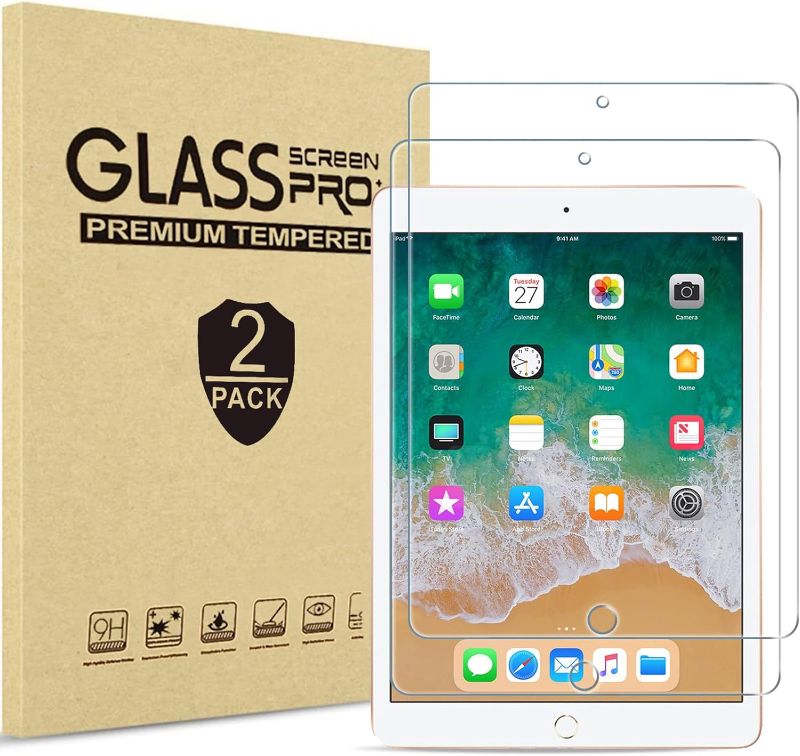 Photo 1 of 2 Pack Screen Protector for 9.7" iPad 6th 5th / iPad Pro 9.7 2016 / iPad Air 2 / iPad Air 1, Tempered Glass Film Guard for iPad 6 5 2018 2017, iPad Air 2nd 1st 2014 2013

