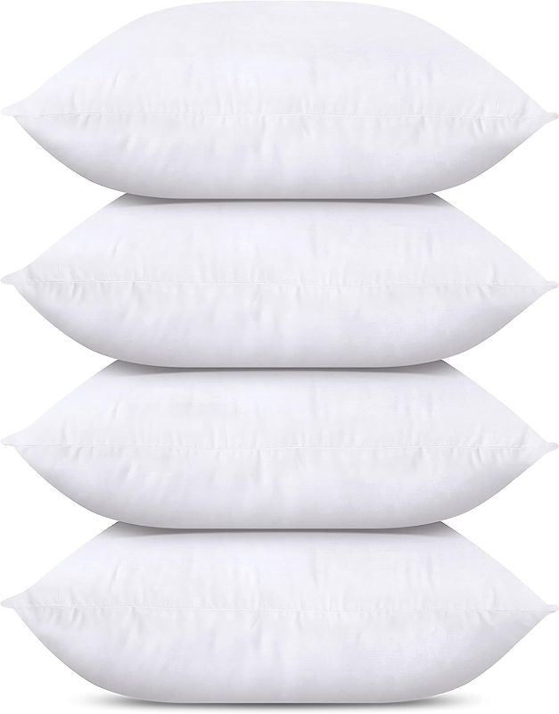 Photo 1 of **8NOT EXACT***Utopia Bedding Throw Pillow Inserts (Set of 4, White), 12 x 12 Inches Pillow Inserts for Sofa, Bed and Couch Decorative Stuffer Pillows 12X12 Inch (Pack of 4)