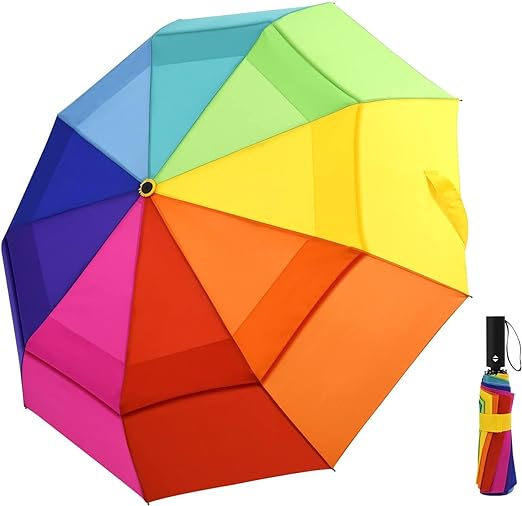 Photo 1 of 2 pcs Parquet Rainbow Automatic Open Golf Umbrella