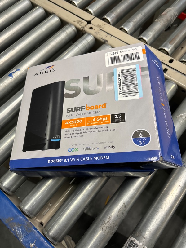 Photo 2 of ARRIS Surfboard G36 DOCSIS 3.1 Multi-Gigabit Cable Modem & AX3000 Wi-Fi Router | Comcast Xfinity, Cox, Spectrum| Four 2.5 Gbps Ports | 1.2 Gbps Max Internet Speeds | 4 OFDM Channels | 2 Year Warranty Cable Modem Router - DOCSIS 3.1 Gigabit