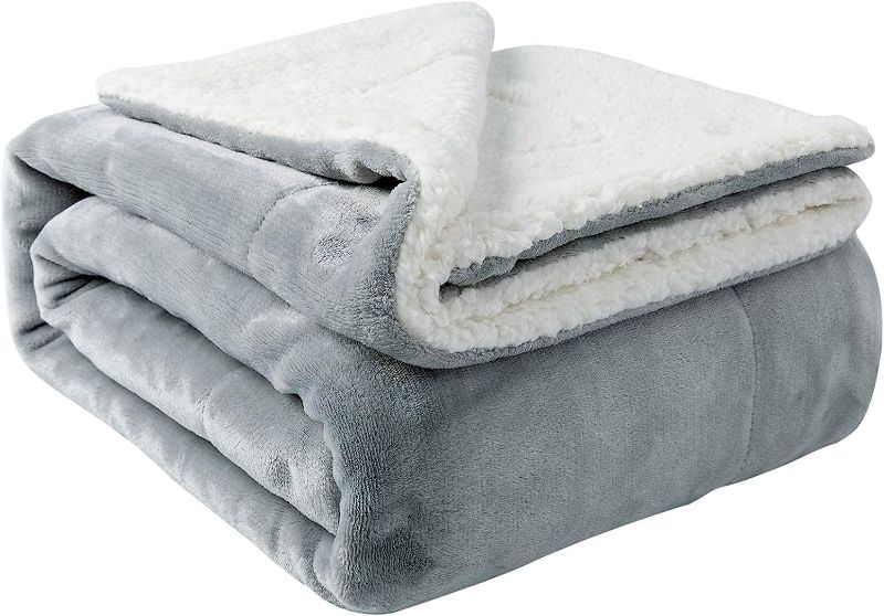 Photo 1 of  Blanket Warm Bed Blanket for Winter Cozy Soft Fuzzy Couch Throw Flannel Fleece/Wool Like Reversible Plush Blanket (Grey )