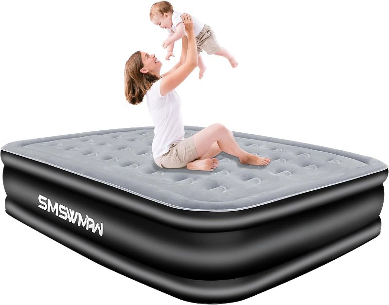 Photo 1 of Air Mattress, Queen Air Mattress with Built in Pump, 18" Elevated Inflatable Blow Up Mattress with Self-Inflation, Comfortable Flocked Top Air Bed with Storage Bag for Camping, Travel, Guests
 
