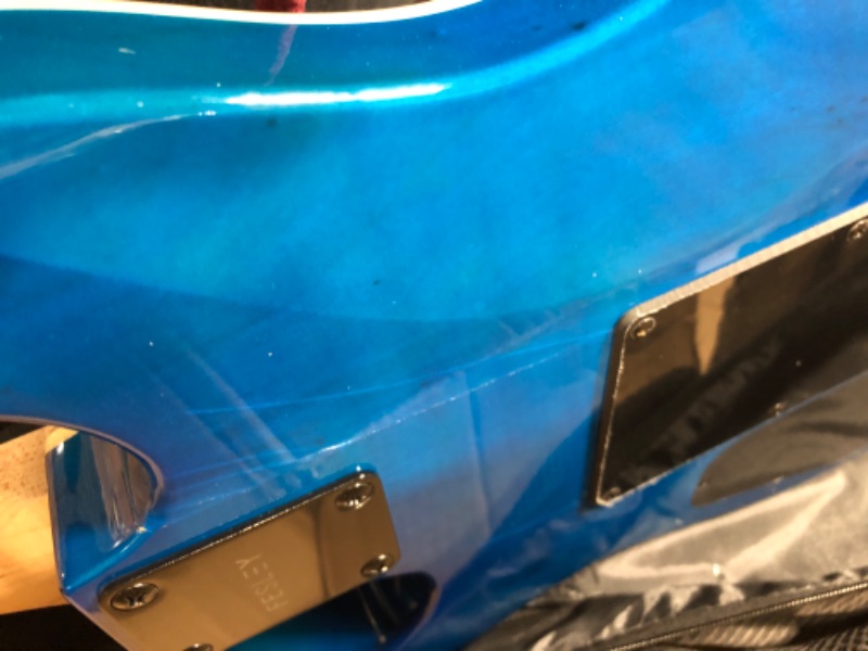 Photo 7 of ** minor cracks*
Electric Guitar, Full Size Solid Body Electric Guitar Beginner Kit, HSS Pickup With Coil Split, Poplar Body Flame Maple Top Maple Neck With Gig Bag, Cable, Strap, Tuner, FDK800, Blue FDK800-Blue