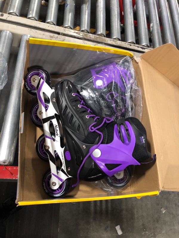 Photo 3 of MammyGol Adjustable Inline Skates for Adults,Safe and Durable Blades Roller Skates with Giant Wheels, High Performance Professional Skates for Men Women A-Purple XX-Large - Adult (8-10.5 Men/9-12 Women)