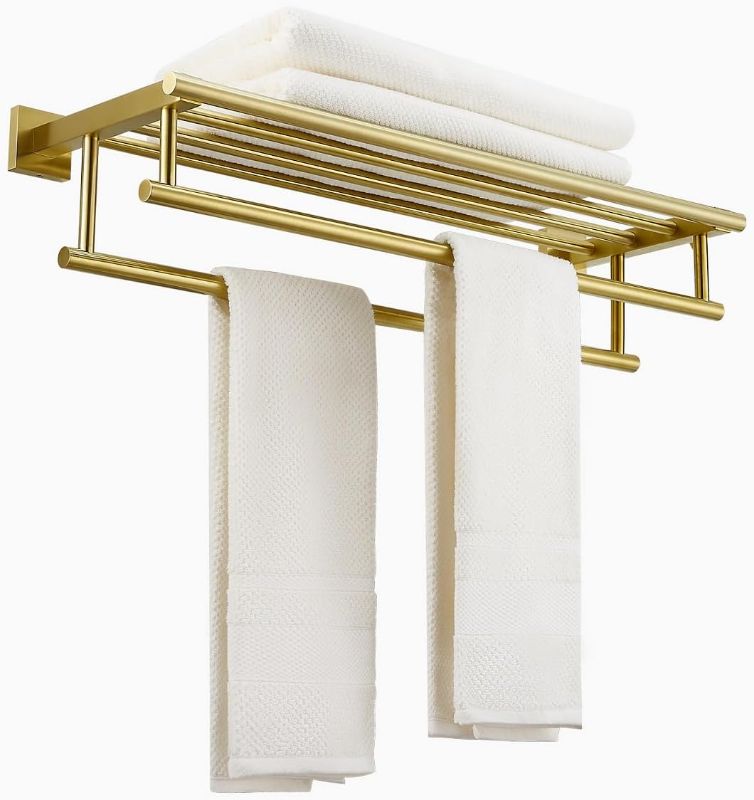 Photo 1 of ** similar to image**
Bathroom Towel Rack 24 Inch Tower Holder with Double Towel Bar Brushed Gold Towel Rack Wall Mounted SUS304 Stainless Steel Hotel Towel Shelf Modern Towel Hanger