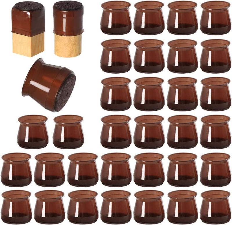 Photo 1 of 32 Pcs Silicone Chair Leg Floor Protectors for Hardwood Floors, Brown Felt Bottom Chair Leg Covers, Free Moving Table Leg Covers, Stool Leg Protectors Caps?Large fit : 1.3'' - 2''?