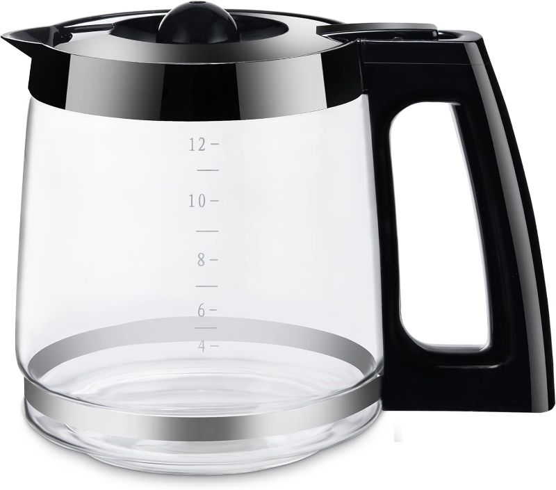 Photo 1 of 12-Cup Replacement Coffee Carafe Pot Compatible with Hamilton Coffee Maker, Machine, Brewer Models 49980A, 49980Z, 49983, 49618, 46300, 46310, 49976, 49966, 49350 | Black
