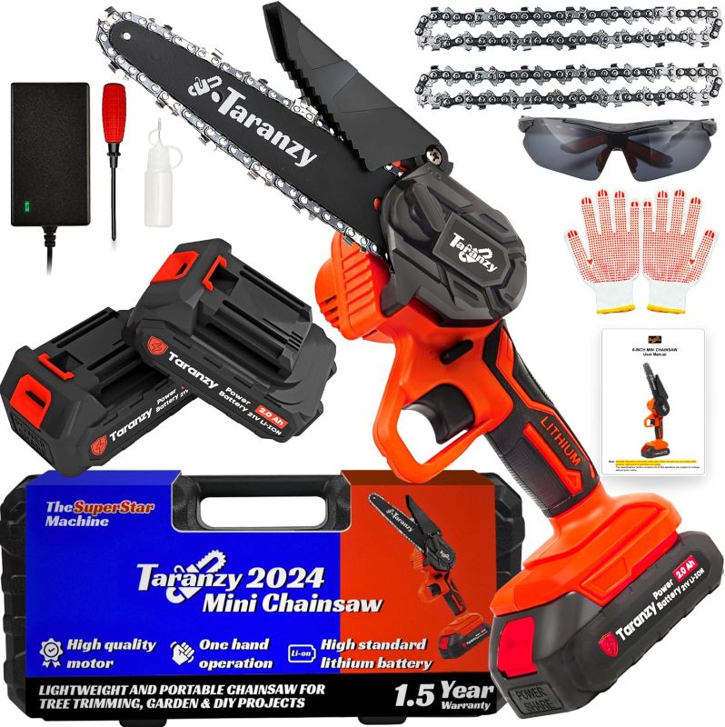 Photo 1 of Mini-Chainsaw 6 Inch, Super Powerful Mini Chainsaw Cordless, 2024 Cordless Chainsaw, Battery Chainsaw, Mini Chain Saw, Hand Chainsaw [Real Seniors Friendly], [Extra Safety]