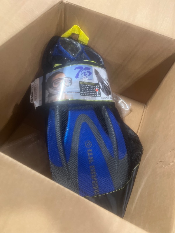 Photo 2 of U.S. Divers Dorado Ii Pro Jr Mask, Sea Breeze Snorkel, Proflex Fins Set with Gear Bag, Yellow/Blue, Medium