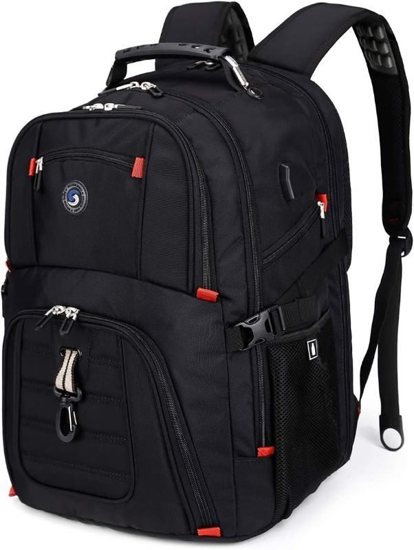 Photo 1 of SHRRADOO Extra Large 52L Travel Laptop Backpack with USB Charging Port, College Backpack Airline Approved Business Work Bag Fit 17 Inch Laptops for Men Women,Black