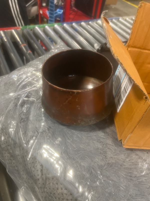 Photo 3 of 4" Copper Orange and Aqua Blue Indoor Planter Small