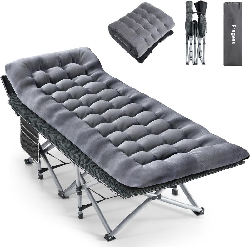 Photo 1 of ** $56 retail price, comes with 2***
HAITRAL Portable Camping Cot with Mattress - Outdoor Folding Heavy Duty Sleeping Bed with Side Pocket for Adults - Oxford Single Lounge Chaise for Camping Tent Beach Office Max Load 300 LBS (Grey)