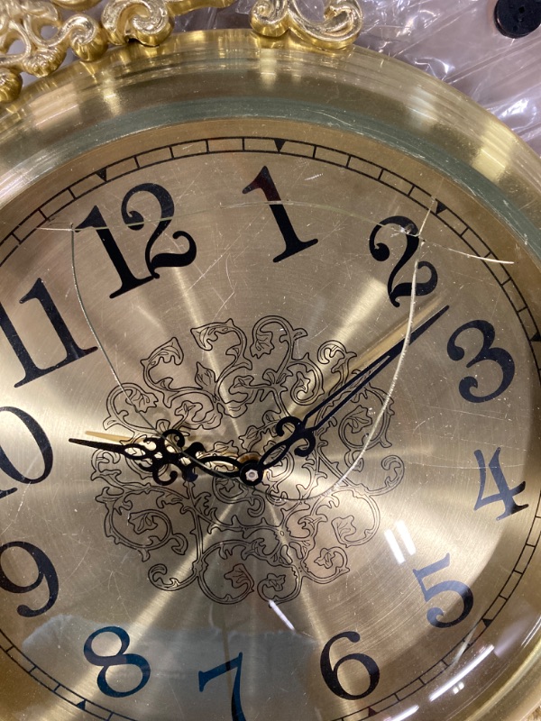 Photo 1 of ** broken glass cover**
rnuie Large Wall Clock with Pendulum Decor,Vintage Metal Silent Pendulum Clock Battery Operated for Living Room,Bedroom,Office Wall Decor(Metal Frame)