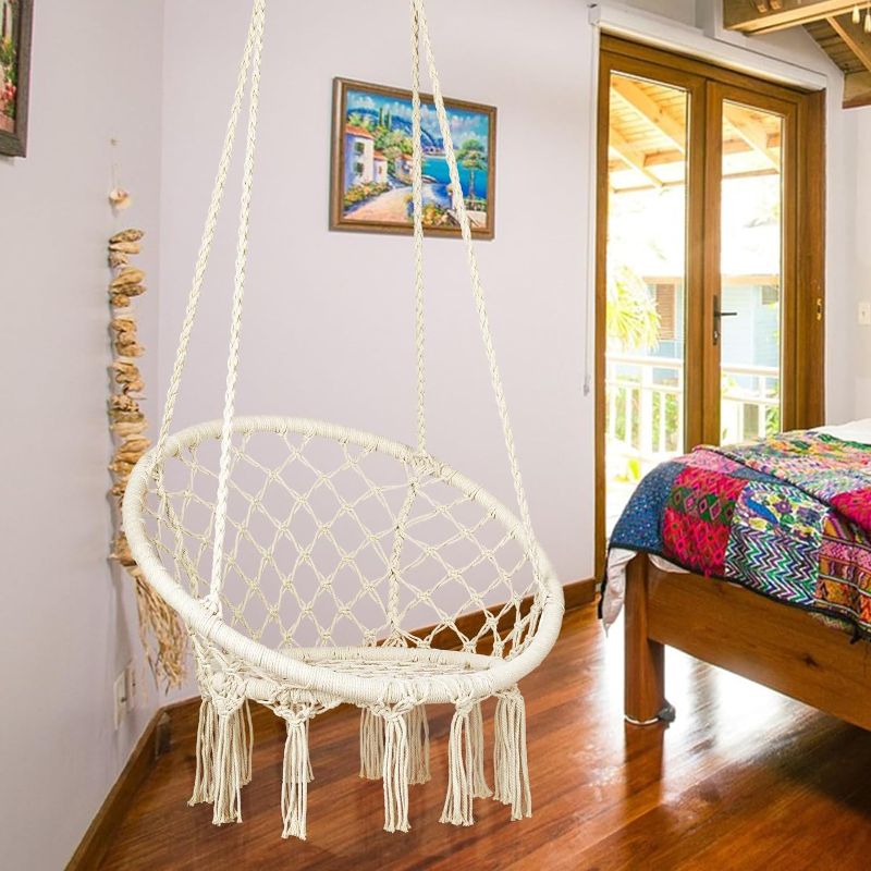 Photo 1 of ** no installation tools*
Hanging Swing Chair for Indoor,Bedroom,Yard,Garden- 230 Pound Capacity Off-White- 25.59" L x 18.11" W x 34.25" H