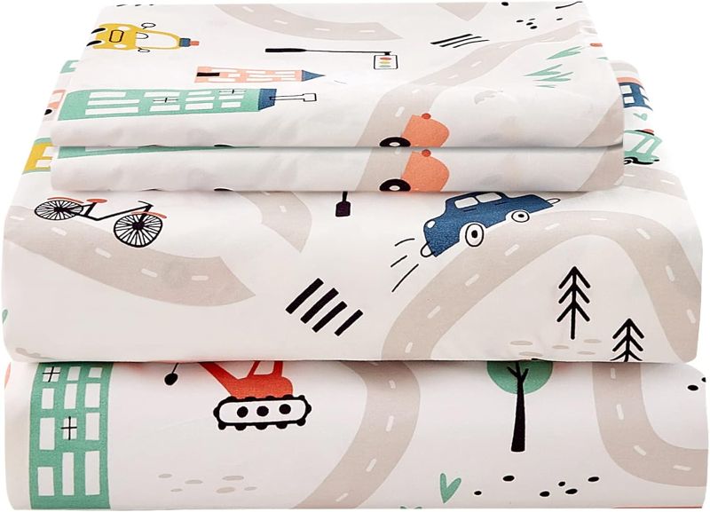 Photo 1 of JSD Car Kids Printed Sheet Set Twin Size, 3 Piece Soft Microfiber Bed Sheets Deep Pocket
