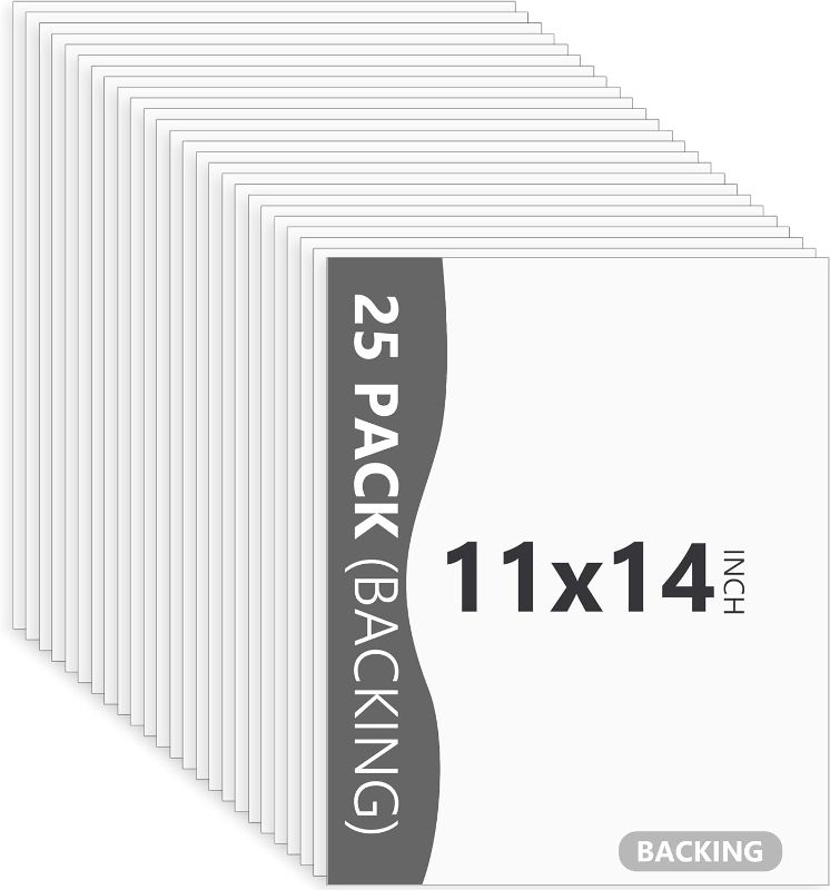 Photo 1 of 25 Pack Backing Boards Only - 11x14 Uncut White Mats Matboards, Acid Free Backerboards for Art Prints, Ideal for Photos/Pictures/Prints/Frames/Arts
