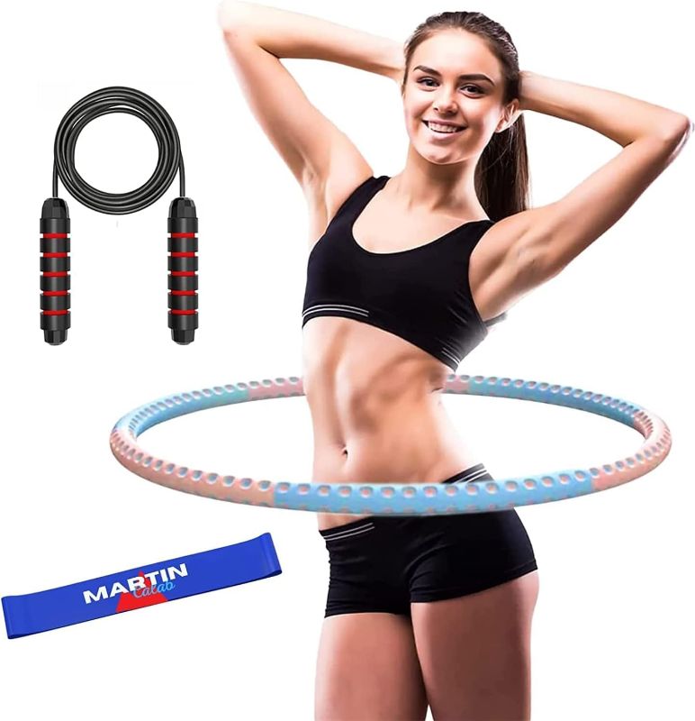 Photo 1 of C Hula Hoop for Adults | | Weighted Hula Hoop with Jump Rope and Resistance Band | 6 Section Detachable Hoola Hoops | Adjustable 2lb-3lb up to 4.4lb Weighted Hula Hoops for Women