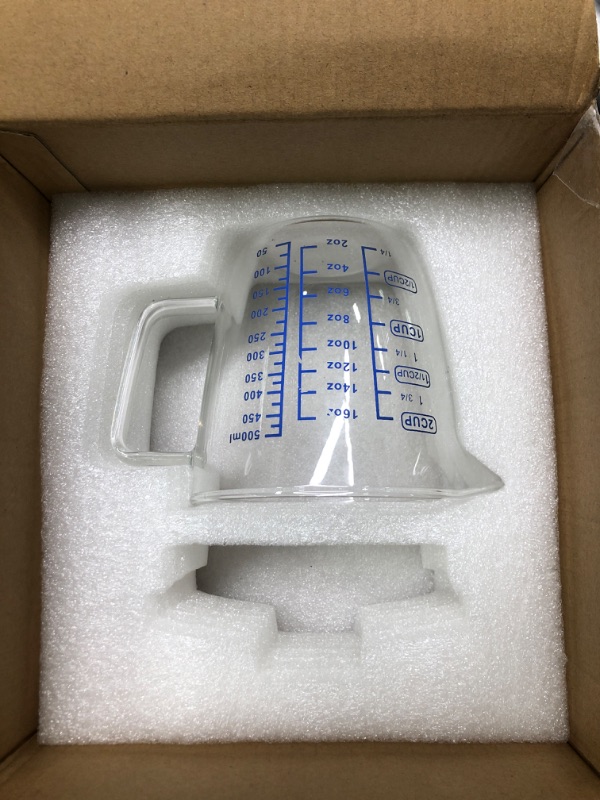 Photo 3 of * missing lid*
Glass Measuring Cup with Lid, Graduated Beaker Mug with Handle, Light-weight Borosilicate Glass V-Shaped Spout Microwave Safe Scales Cup for Cooking Baking (2cup/16oz/500ml)