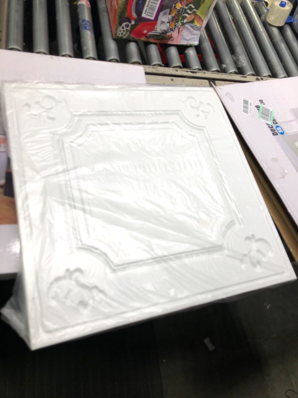 Photo 1 of Art3d Drop Ceiling Tiles 24x24 in White (12-Pack, 48 Sq.ft), Wainscoting Panels Glue Up 2x2 24"x24" White 12