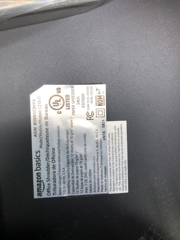 Photo 1 of Amazon Basics 12 Sheet Micro-Cut Paper,Credit Card and CD Shredder for Office/Home & Paper Shredder Sharpening & Lubricant Sheets - Pack of 24