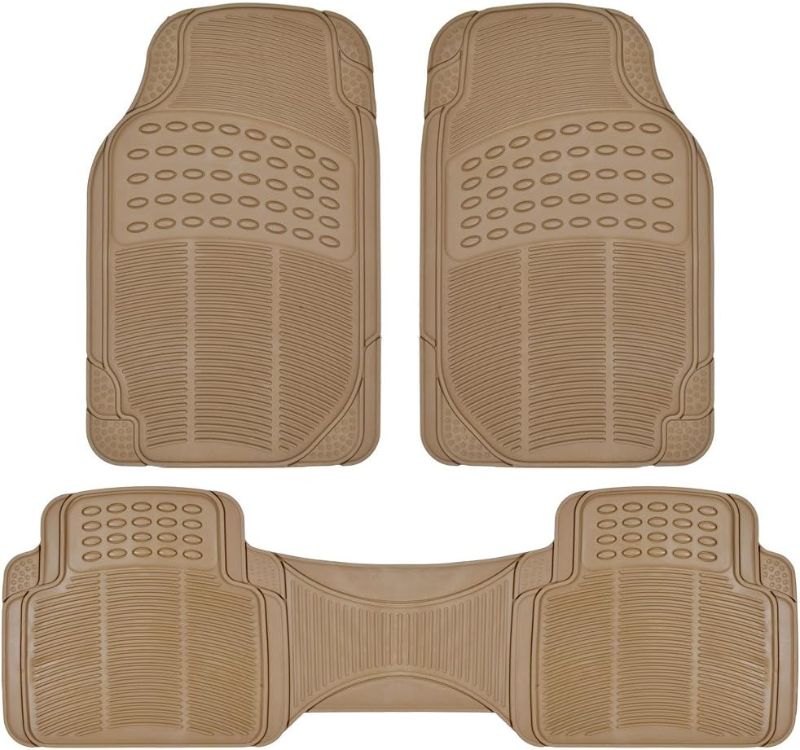 Photo 1 of BDK Heavy Duty Rubber Floor Mats - Universal for Car Truck SUV - Full 3pc Set in Beige
