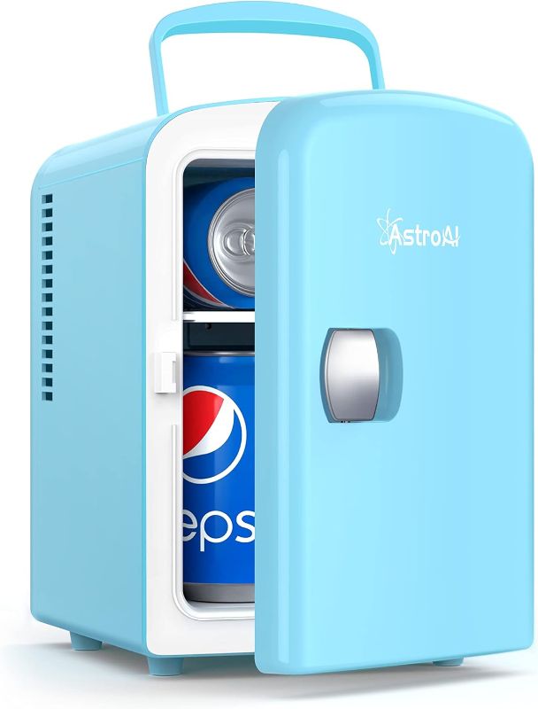 Photo 1 of AstroAI Mini Fridge, 4 Liter/6 Can AC/DC Portable Thermoelectric Cooler Refrigerators for Skincare, Beverage, Food, Home, Office and Car, ETL Listed (Teal)
